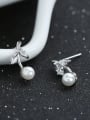 thumb Shell Pearls Valentine's Day Gift Silver Stud Earrings 2