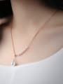 thumb Simple Artificial Pearls Rose Gold Plated Titanium Necklace 1
