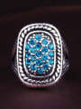 thumb Retro style Cubic rhinestones Antique Silver Plated Alloy Ring 2