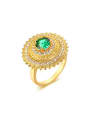 thumb Exquisite Green Round Shaped Gold Plated Zircon Ring 0