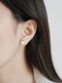thumb Sterling silver micro-encrusted freshwater pearl crown stud earrings 1