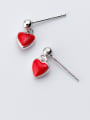 thumb 925 Sterling Silver With Platinum Plated Classic Heart Stud Earrings 2