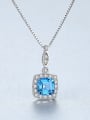 thumb 925 Sterling Silver With Platinum Plated Delicate Square Necklaces 2