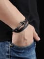 thumb Fashion Ship Anchor Black Artificial Leather Bracelet 1