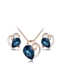 thumb Exquisite Blue Heart Shaped Austria Crystal Two Pieces Jewelry Set 0