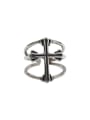 thumb Personalized Three-band Cross Silver Opening Ring 0