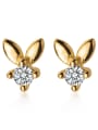 thumb 925 Sterling Silver With Cubic Zirconia  Cute rabbit Stud Earrings 0