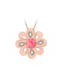 thumb Creative Flower Shaped Opal Stone Women Necklace 0