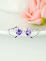 thumb Purple Zircon Heart Shaped stud Earring 0