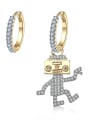 thumb Personality new gold micro-inlay zircons robot asymmetrical studs earring 0