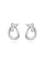 thumb Elegant Geometric Shaped Platinum Plated Earrings 0