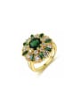 thumb Green 18K Gold Plated Flower Shaped AAA Zircon Ring 0