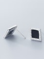 thumb 925 Sterling Silver With Silver Plated Simplistic Rhombus Stud Earrings 2