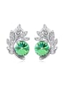 thumb Fashion Shiny Cubic austrian Crystals-covered Leaves Alloy Stud Earrings 4
