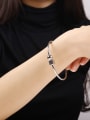 thumb Personality White Gold Plated Copper Bead Bangle 2