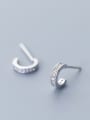 thumb 925 Sterling Silver With Silver Plated Personality C-shaped Stud Earrings 1