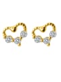 thumb 925 Sterling Silver With Cubic Zirconia Cute Heart Stud Earrings 3