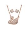 thumb Copper With Gold Plated Delicate Swan  Earrings And Necklaces 2 Piece Jewelry Set 2