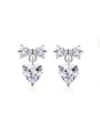 thumb Copper Alloy White Gold Plated Simple style Heart-shaped stud Earring 0