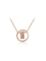 thumb Rose Gold Plated Round Shaped Crystal Necklace 0