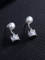 thumb Fashion Little Zirconias Crown Imitation Pearl Stud Earrings 2