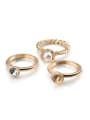 thumb Fashion Artificial Pearl Zircon Crystal Gold Plated Ring Set 0