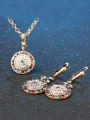 thumb Fashion Cubic Rhinestones Gold Plated Round Two Pieces Jewelry Set 1