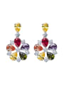 thumb Fashion Colorful Zircon Flowery Stud Earrings 2