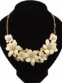 thumb Elegant Acrylic Flowers Gold Plated Leaves Rhinestones Alloy Necklace 0