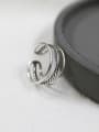 thumb Simple Three-band Antique Silver Plated Opening Ring 2