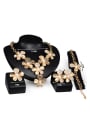 thumb Alloy Imitation-gold Plated Fashion Artificial Pearl Flower-shaped Hollow Petals Four Pieces Jewelry Set 2