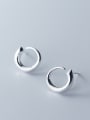 thumb 925 Sterling Silver With Silver Plated Personality Geometric Round Stud Earrings 3