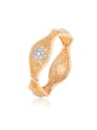 thumb Copper Alloy 18K Gold Plated Vintage Flower Hollow Women Bangle 0