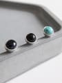 thumb Sterling Silver half jewel style Onyx crystal blue sandstone earrings 1