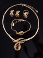 thumb Alloy Imitation-gold Plated Fashion Water Drop Crystal and CZ Four Pieces Jewelry Set 1