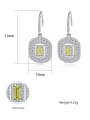 thumb 925 Sterling Silver With Platinum Plated Delicate Square Hook Earrings 4