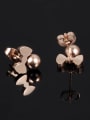 thumb Tiny Bowknot Titanium Smooth Rose Gold Plated Stud Earrings 1