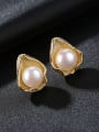 thumb Pure silver shell design freshwater pearl gold earring 0