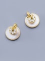thumb 925 Sterling Silver With Gold Plated Classic Round Stud Earrings 1
