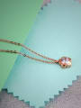 thumb Simple Flower Rhinestone Rose Gold Plated Titanium Necklace 2