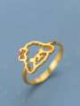 thumb Lovely Gold Plated Dog Shaped Rhinestone 925 Silver Ring 0