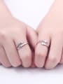 thumb 925 Sterling Silver With White Glossy  Simplistic Hands folded Lovers Free Size  Rings 2