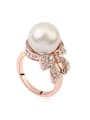 thumb Fashion Imitation Pearl Crystals-covered Bowknot Alloy Ring 1