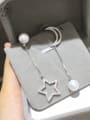 thumb S925 Silver Shelll Pearl Star Moon Asymmetric drop earring 1