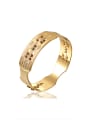 thumb Luxurious Gold Plated Cubic Zirconias Copper Band Bracelet 0