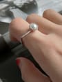thumb Sterling silver square synthetic pearl free size ring 1