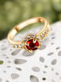 thumb Elegant Red 18K Gold Plated Zircon Ring 2