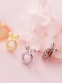 thumb 925 Sterling Silver With Gold Plated Cute Rabbit  Carrot Stud Earrings 1