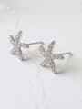 thumb Sterling silver minimalist micro-inlay zricon starfish earrings 3