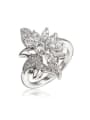 thumb Exquisite 18K White Gold Plated Flower Shaped Zircon Ring 0